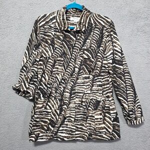 Josephine Studio Jacket Windbreaker Animal Print Women's Size M Brown Cream